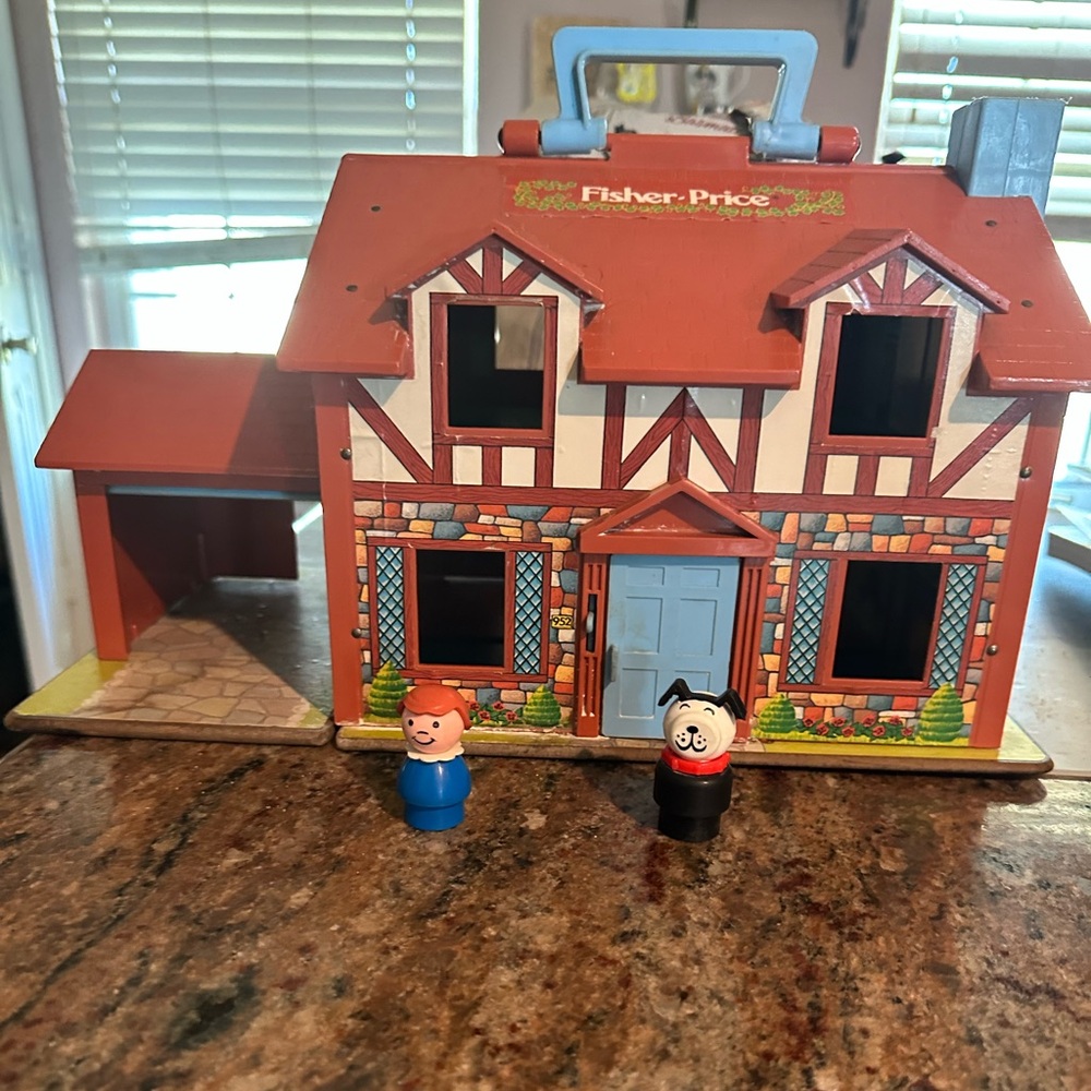 Vintage little people Fisher-Price Red and White Tudor House Playset